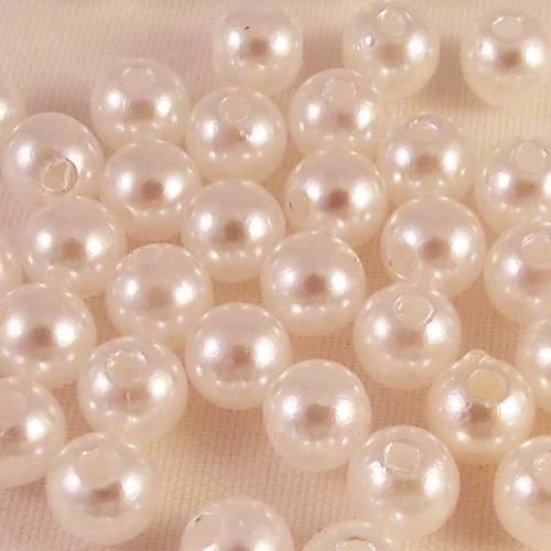 Pac84 -  5 jolies perles blanches rondes, 6mm de diamètre.
