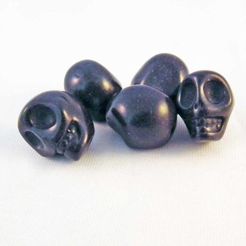 Phw77 - lot de 4 perles tête de mort howlite noires, 12mm x 10mm