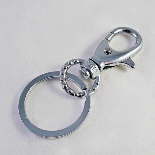 Magnifique grand fermoir à mousqueton pour porte-clé bijoux de sac, métal argenté 