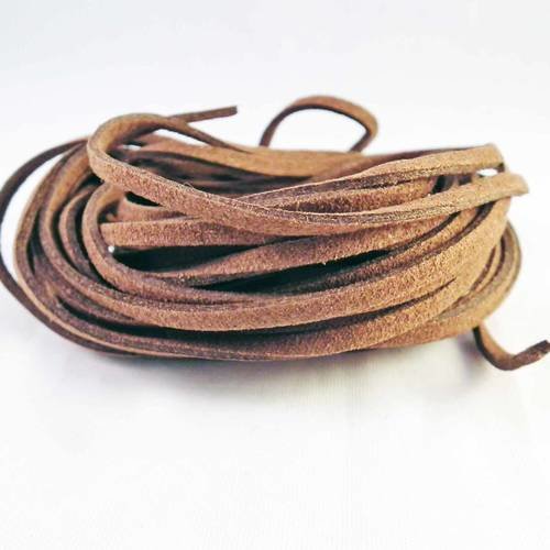 Cf12 - 1m de cordon feutrine de couleur café foncé de 3mm de largeur laine suédine daim cuir 
