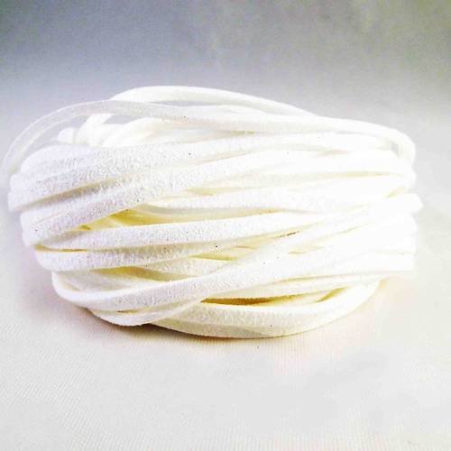Cf14 - 1m de cordon feutrine de couleur blanc de 3mm de largeur laine suédine daim cuir 