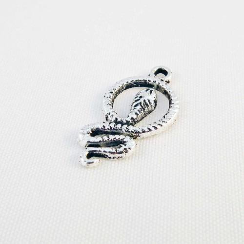 Bcp69 - breloque pendentif en forme de serpent cercle anneau à motif argent vieilli 