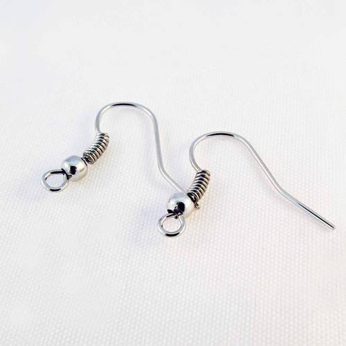 Sp04v - 5 paires de deux crochets argent mat pour support boucles d'oreilles 