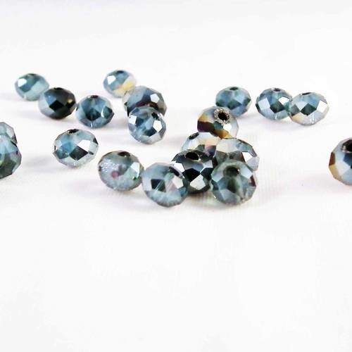 Psw41 - 10 perles précieuses gris noir électrique à reflets 6mm x 4mm en cristal à facettes 