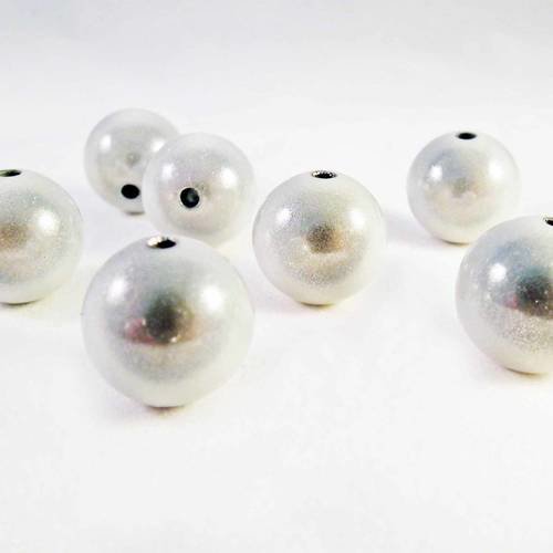 Pmg07 - 2 perles miracles blanc, perles magiques de 16mm de diamètre. 