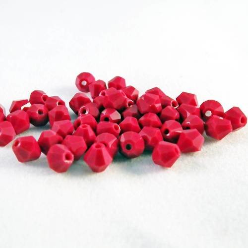 Psw57 - lot de 10 perles bicône verre cristal bicône de 4mm x 4mm de couleur rouge opaque 