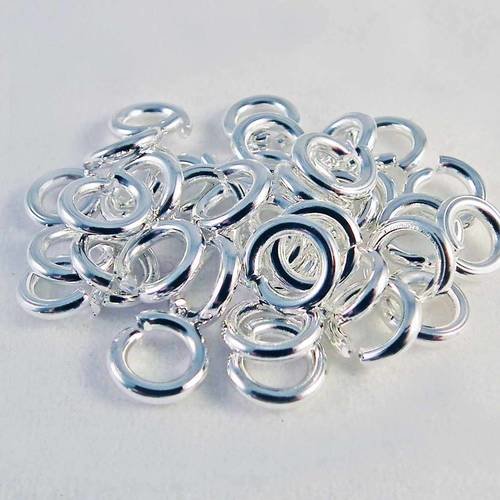 Ans41 - 15 anneaux de jonction ouverts de 7mm épaisseur 1.5mm argent brillant 