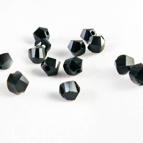 Pdl17 - lot de 10 perles trapèze helix géométrique en verre de cristal de couleur noir 