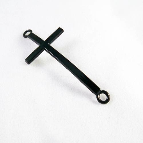 Bcn13 - une grande croix connecteur noir légèrement arrondie de 43mm 