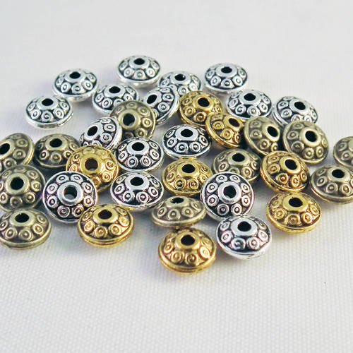 Lot de 10 perles connecteurs intercalaires spacer style rétro de couleurs mixtes argent bronze doré 