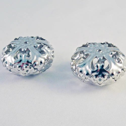 Pac98 - lot de 2 perles intercalaires ovales en filigrane de 23mm de diamètre 