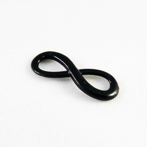 Connecteur noir 24mm signe infinity infini ou forme de 8, noir, 24mm x 8mm. 