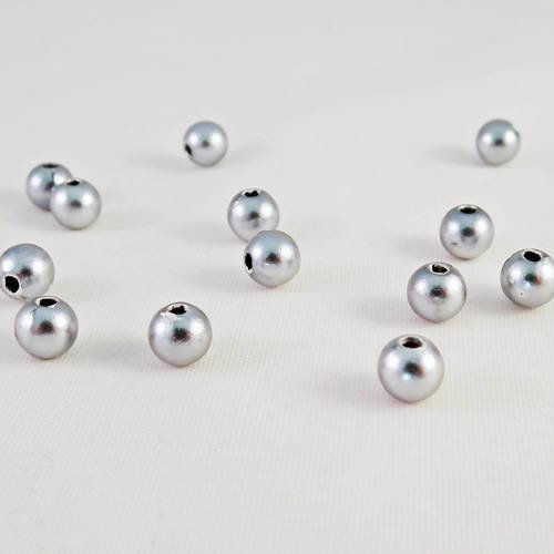 Pac79 - 10 perles rondes en acrylique de 6mm de diamètre gris 