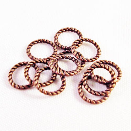 Cta14r - 10 cercles anneaux connecteurs à motifs cuivre rouge de 8mm
