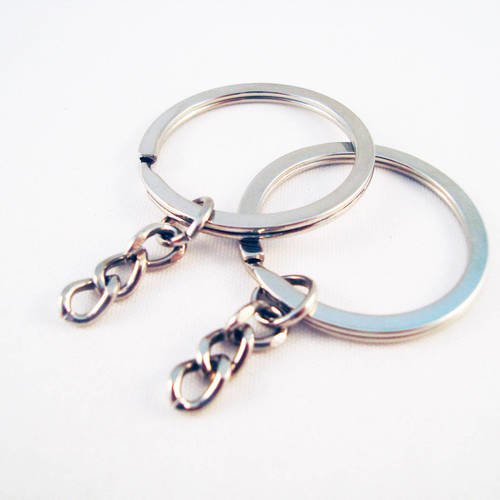 Lot de 2 anneaux 3cm pour porte-clés avec chaîne de 45mm en longueur 