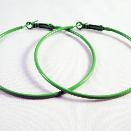 Bo03 - 1 paire de boucles d’oreilles créoles vert pop fluo 