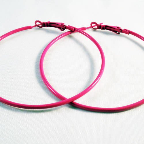 Bo04 - 1 paire de boucles d’oreilles créoles rose pourpre pop 