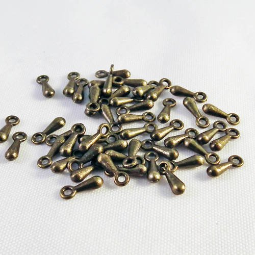 Ceg06b - lot de 10 mini pendentifs goutte d'eau couleur bronze pour chaînette d'extension 