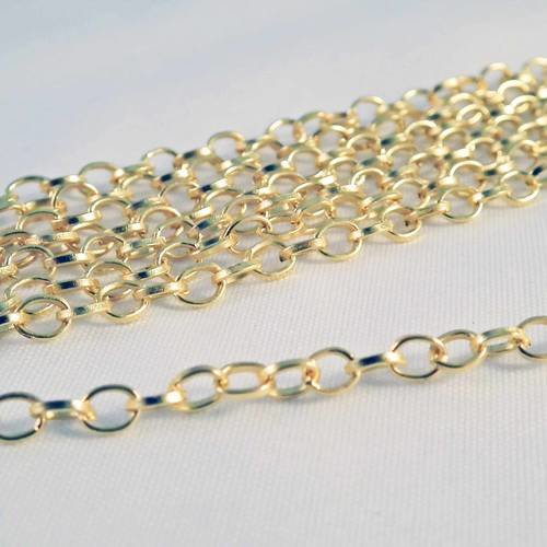 Ch39 - 1m de chaîne maille forçat rond de 4mm couleur doré 