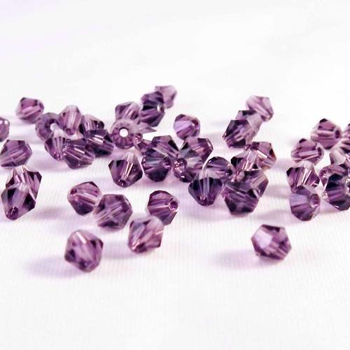 Psm01m - lot de 10 perles couleur violet en verre cristal bicône toupie de 4mm 