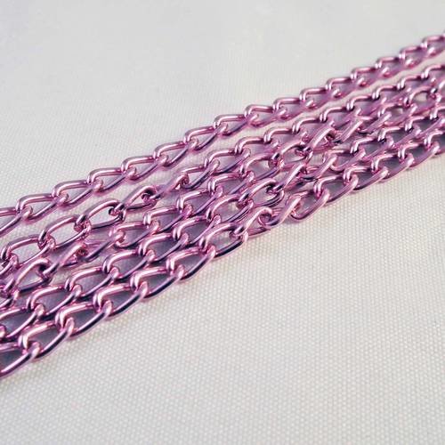 Mc47 - 1m de chaîne rose en aluminium 6mm x 4mm, épaisseur 1mm 