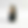 Pbb16 - 1 breloque pendentif charm en bois 3d poupée russe pétale noir embout argenté 