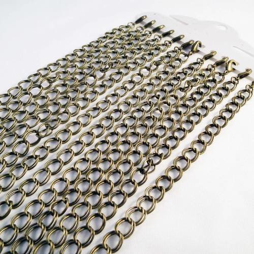 Sbc48 - lot de 12 bracelets maillons doubles avec fermoir à mousqueton de couleur bronze 