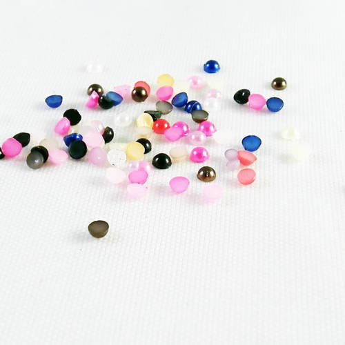 Ici43 - lot de 100 demi-perles rondes de 2mm en acrylique à coller scrapbook ongles iphone 