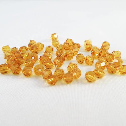 Psw55 - lot de 100 perles couleur orange en verre cristal bicône toupie de 4mm 