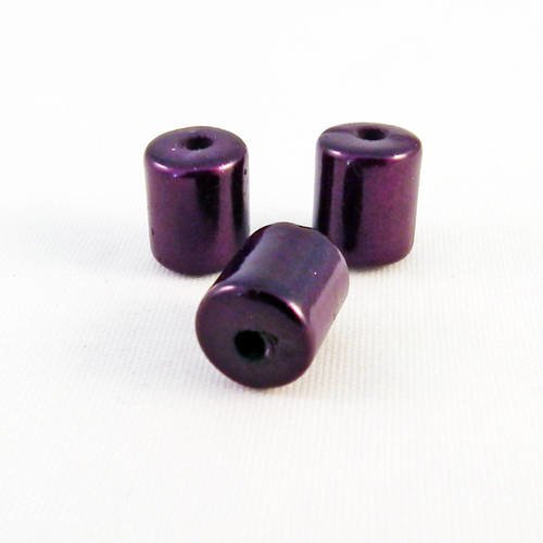Pmg10 - lot de 3 perles violet mauve foncé électrique magiques miracles en forme de tube cylindre 