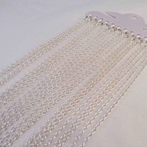 Lot de 12 colliers 46cm à chaîne maille forçat avec fermoir à mousqueton 