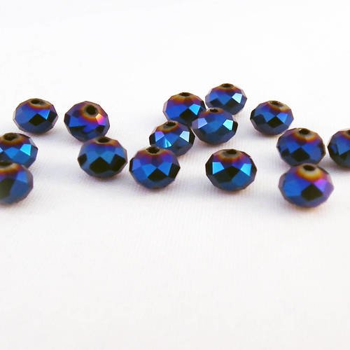 Psw40 - 10 perles précieuses bleu violet électrique à reflets 6mm x 4mm en cristal à facettes 
