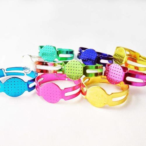 Sb18 - lot de 9 supports de bague réglable 18mm de couleurs mixtes avec plateau de 8mm 