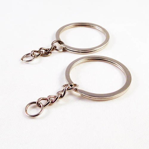 Lot de 2 anneaux pour porte-clés avec chaîne de 50mm en longueur 
