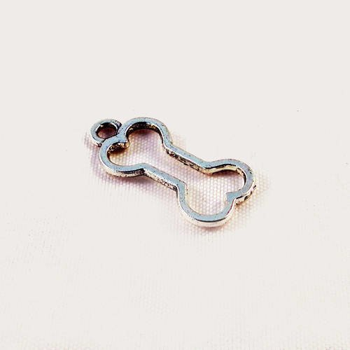 Ba45 - pendentif breloque os pour chien jouet argent vieilli 