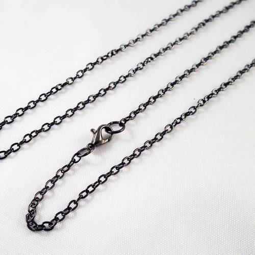 Collier à fine chaîne 68cm gunmetal avec fermoir à mousqueton 