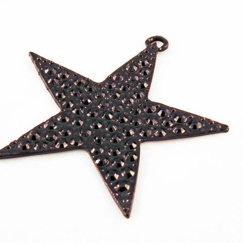 Pendentif breloque grande étoile vintage noire à strass 