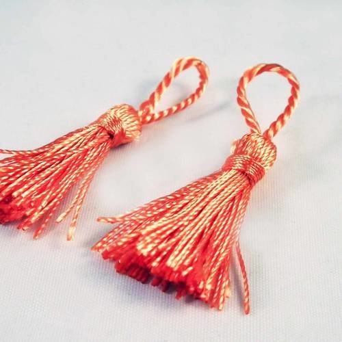 Lot de 2 pompons oranges en fil imitation soie d'environ 3cm 