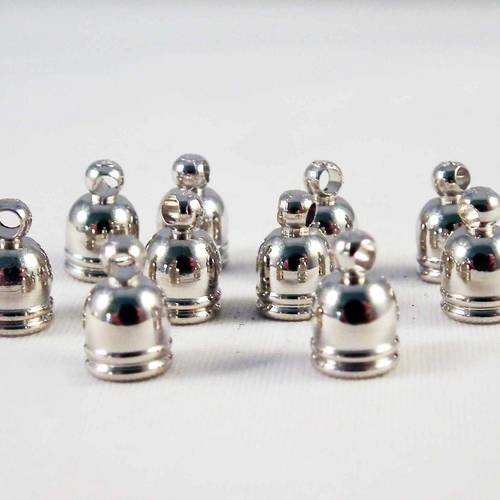 Lot de 10 embouts à coller 9mm x 6mm, couleur argent mat 