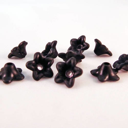 Fc56 - 5 calottes 10mm de couleur noires en forme de fleur 10mm de diamètre 