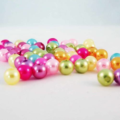 Pac09 - 300 perles rondes en acrylique de 6mm de diamètre, couleurs mixtes. 