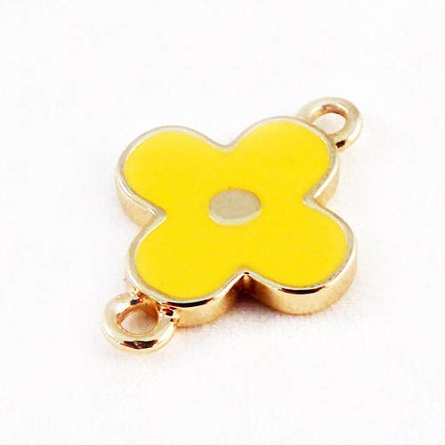 Itl66 - breloque pendentif connecteur fleur monogramme jaune de qualité de style marque de luxe 