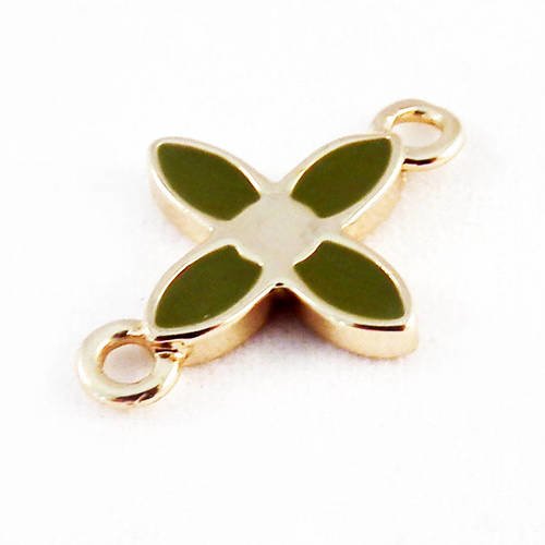 Itl70 - breloque pendentif connecteur fleur monogramme vert kaki de qualité de style luxe 