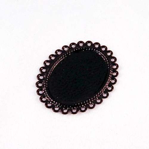 Support pour cabochon de 18mm x 25m ovale de couleur noir 