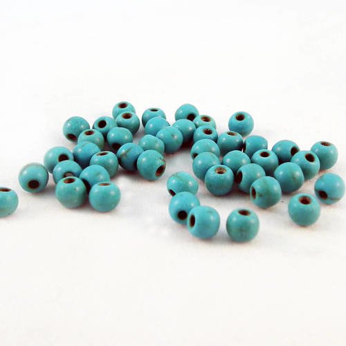 Phw27t - lot de 10 perles howlite turquoises rondes de 4mm 