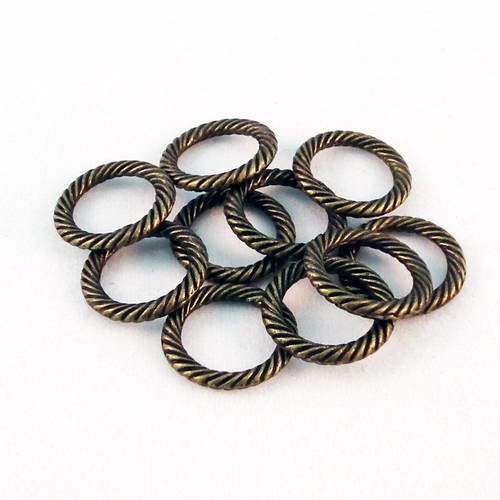 Cta14g - 10 cercles anneaux connecteurs à motifs bronze de 13mm 