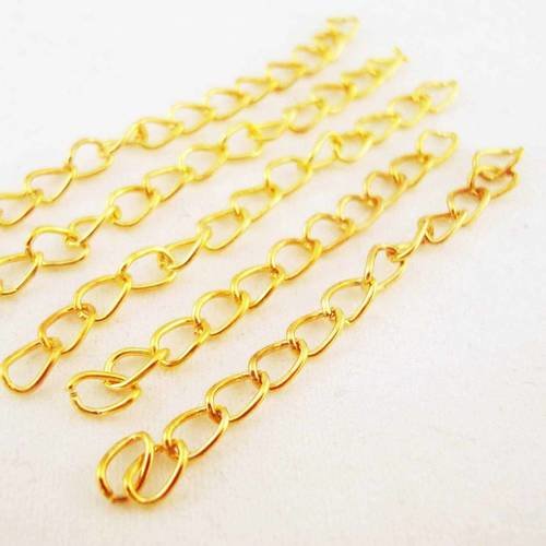 Lot de 100 chaînettes d'extension de couleur doré 