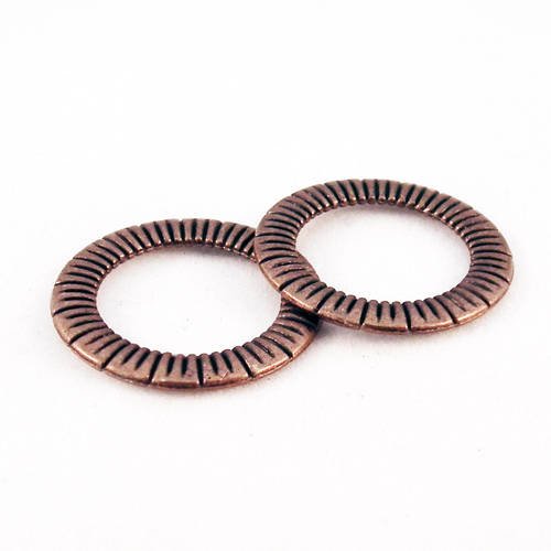 Bcn33c - 2 cercles anneaux connecteurs à motifs rouge cuivré de 24mm