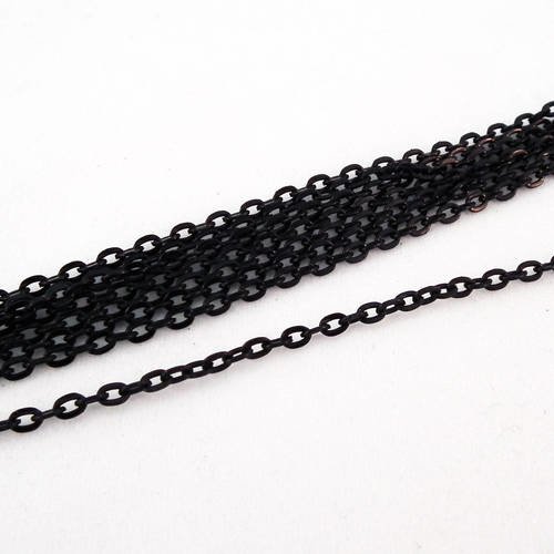 Ch32 - 1m de chaîne noire maille forçat ovale 3.25mm x 2.25mm 