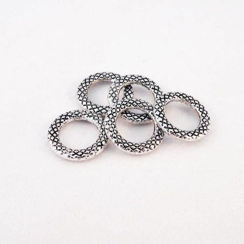 Cta14v - 4 cercles anneaux connecteurs à motifs 14mm argent vieilli 